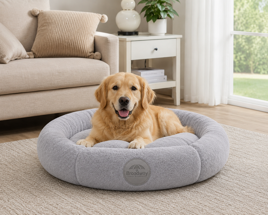 Round Plush Bolster Pet Bed