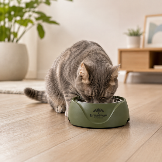 Stainless Steel Pet Feeding Bowl with Non-Slip Base – Olive Green