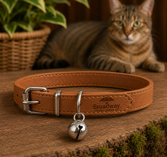Leather Pet Collar with Bell