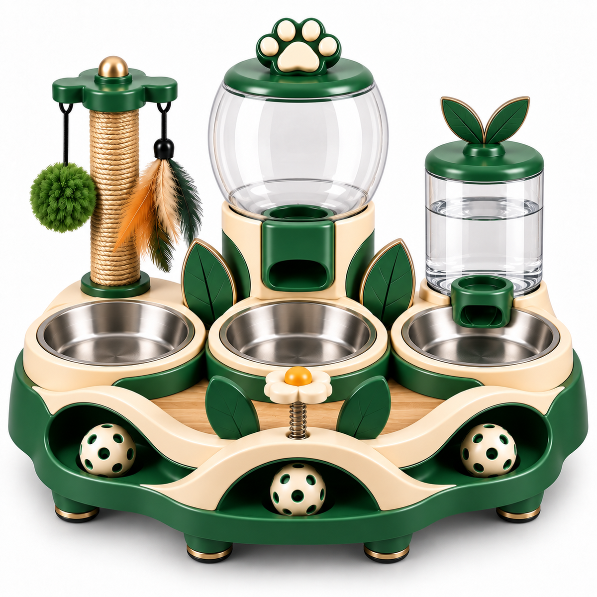 Multi-Function Cat Feeding, Hydration & Activity Station
