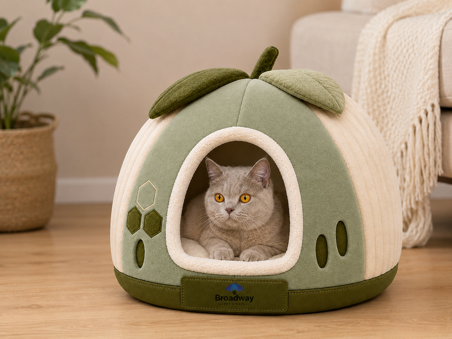 Apple-Shaped Enclosed Pet Bed