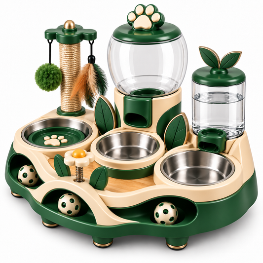 Multi-Function Cat Feeding, Hydration & Activity Station
