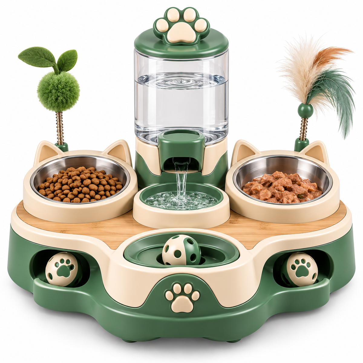 Multi-Function Pet Feeding & Water Fountain Station
