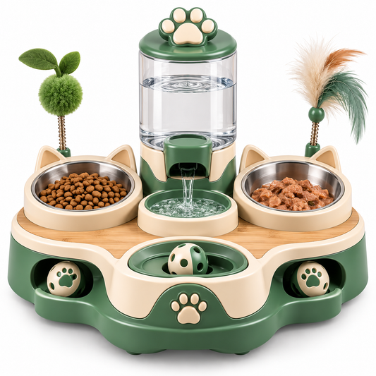 Multi-Function Pet Feeding & Water Fountain Station