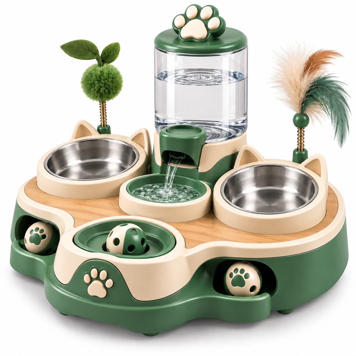 Multi-Function Pet Feeding & Water Fountain Station