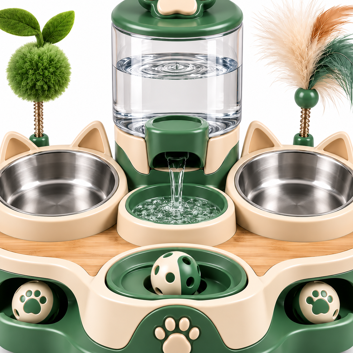 Multi-Function Pet Feeding & Water Fountain Station