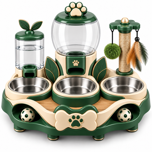 Multi-Function Pet Feeding, Water & Activity Station